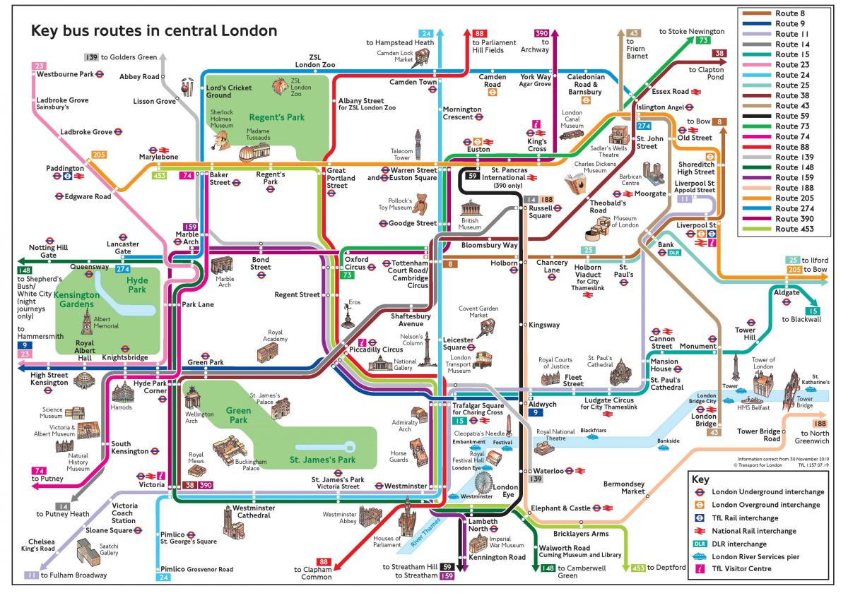 mapa de autobuses de Londres