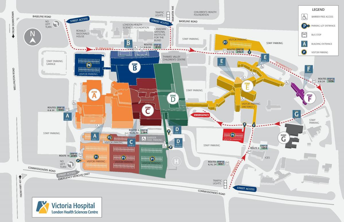 mapa de Victoria hospital de Londres