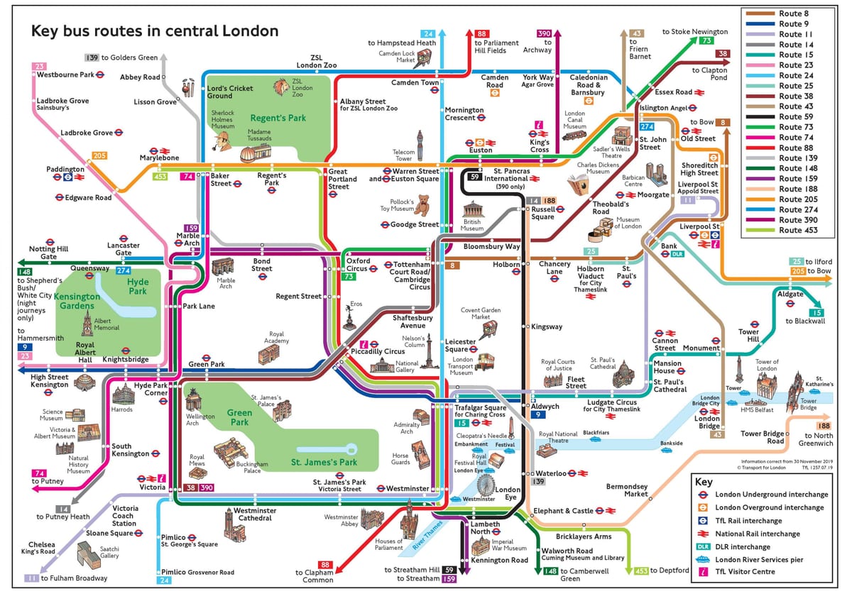 mapa de autobuses de Londres