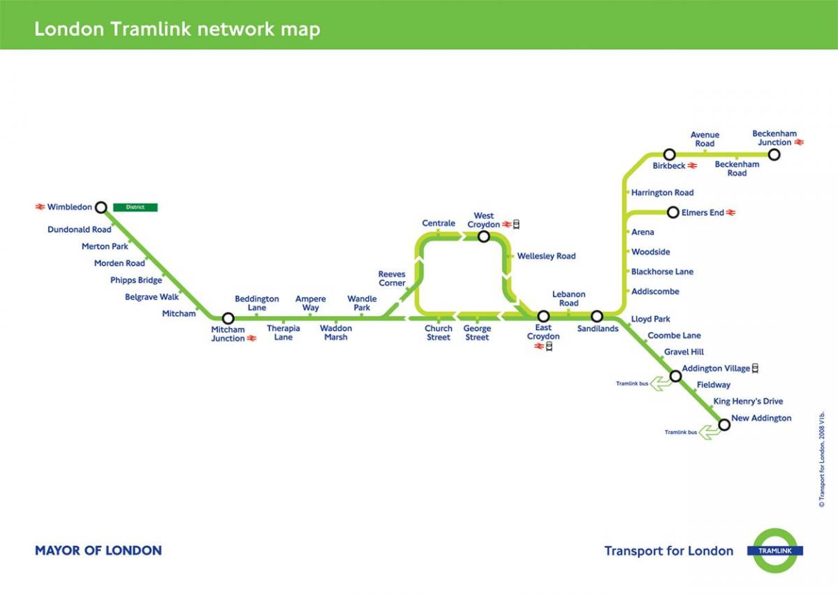 croydon tranvía mapa