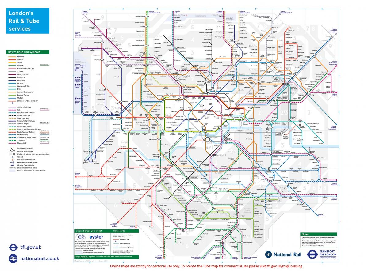 mapa de las estaciones de tren de Londres