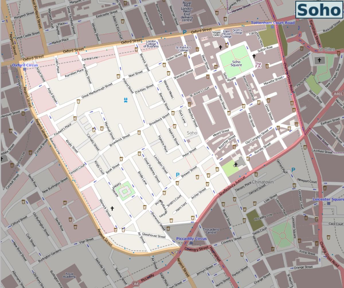 mapa de Soho de Londres