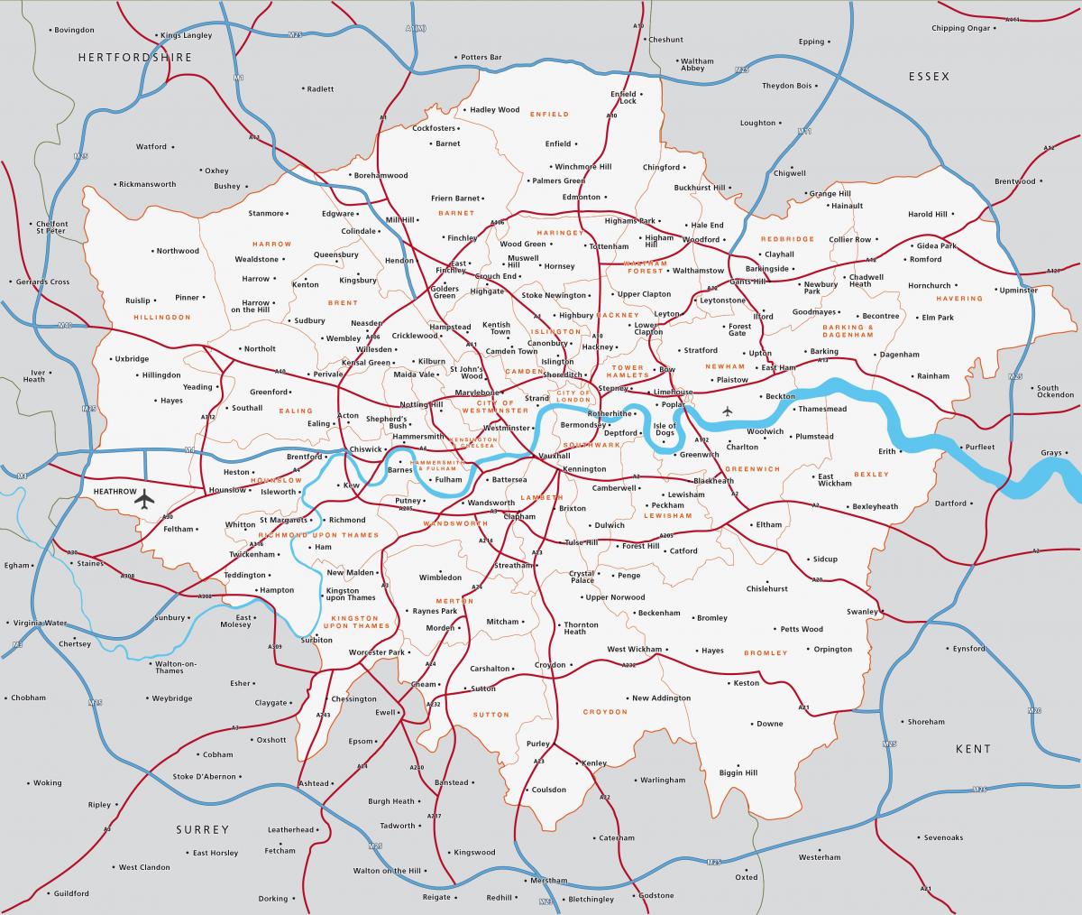 mapa del área metropolitana de Londres