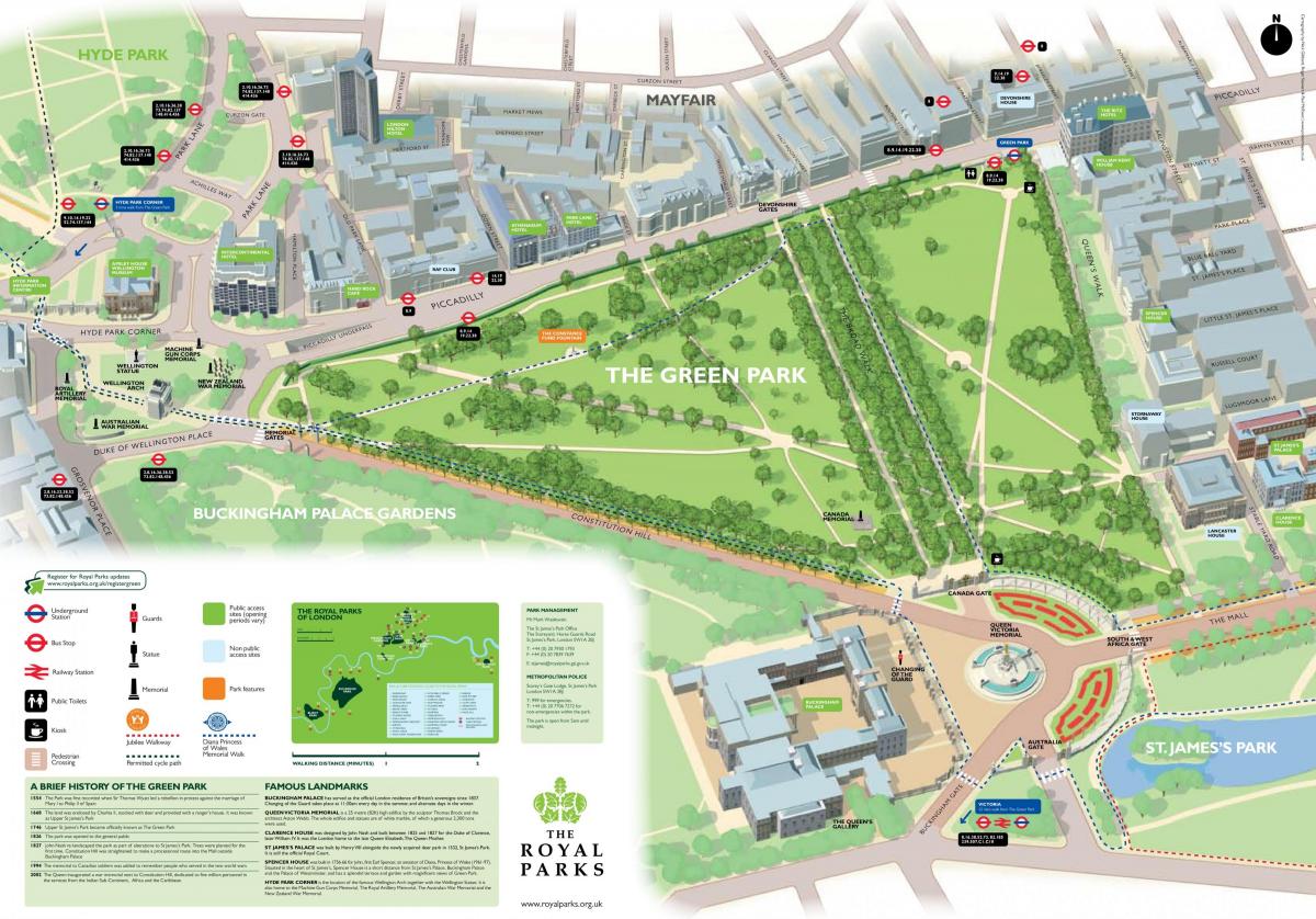 mapa de Green park de Londres
