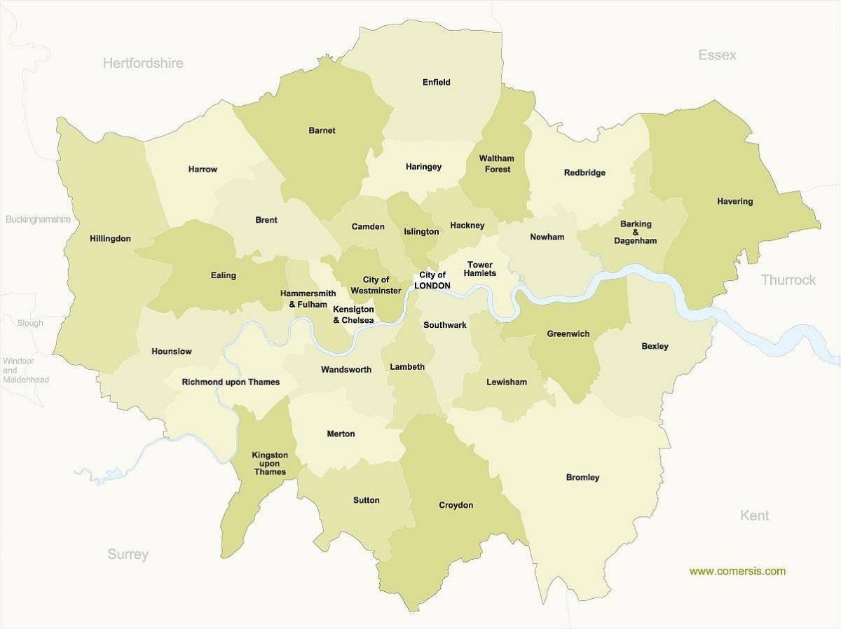 mapa de distritos de Londres
