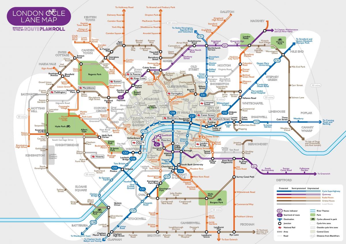 mapa de Londres en bicicleta