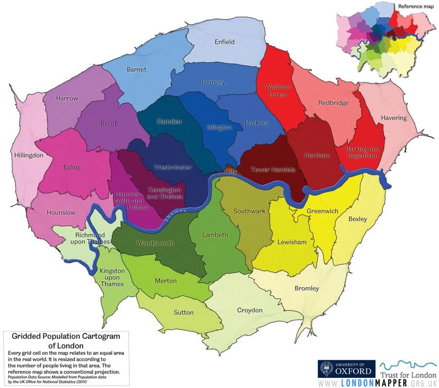 mapa del área de Londres