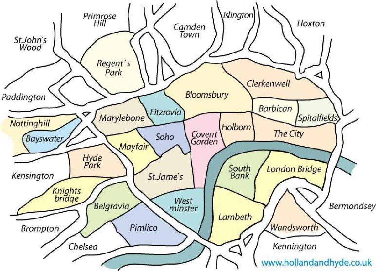 mapa del vecindario de Londres