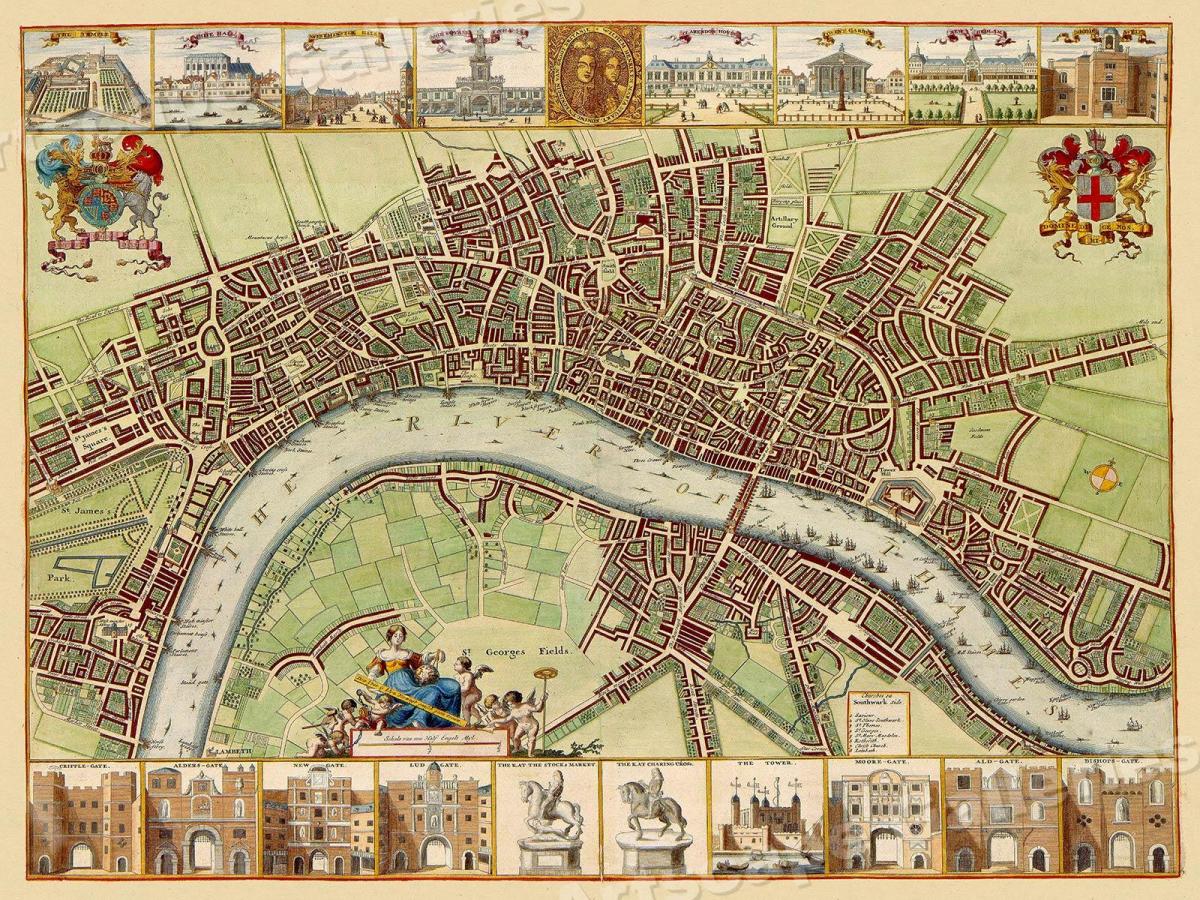 mapa del vintage de Londres