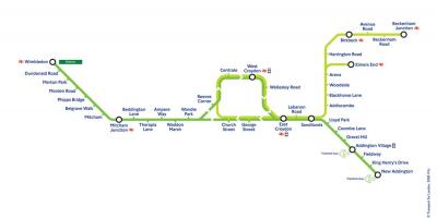 Croydon tranvía mapa