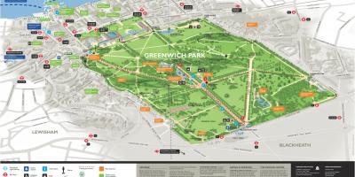 Mapa del parque de Greenwich, Londres