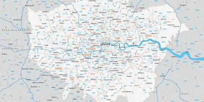 El código postal de mapa de Londres