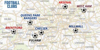 Mapa de fútbol, los estadios de Londres