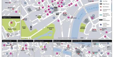 Mapa de los teatros de Londres